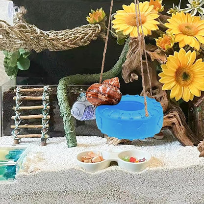 Hermit Crab Tire Swing Toy, Hermit Crab Climbing Toy, Reptile Tank Aquarium Decoration Accessory, Suitable for Small to Medium Sized Hermit Crabs, 3.7 Inches in Diameter