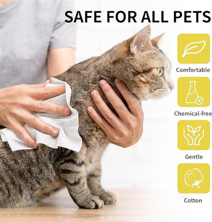 PET Wipes for Dogs & Cats, Cleaning and Hydrating, Unscented, for Paws, Body and Butt - Hypoallergenic & Vet Recommended, Safe for All Breeds, 80 Count