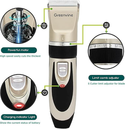 Dog Shaver Clippers Low Noise Dog Grooming Kit USB Rechargeable Pet Hair Clipper Trimmers,Shaver Suitable for Small and Large Dogs Cats Animals (Gold)