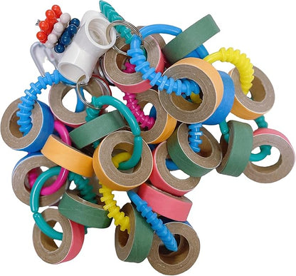 Fatty Bagel Cascade 24Pcs Bird Toys for Parrots Durable Cardboard Chewing Shredding Foraging 1.75“ for Medium & Large Parrot Amazons Mini Macaws African Greys Cockatoos Eclectus Senegal