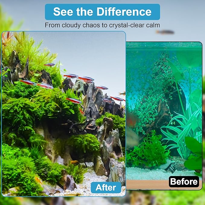 Aquarium Filter with U-V Light & Timer for 10–40 Gallon Fish Tanks, Submersible Internal Filter with Flow Control, Sponge Filtration & Aeration, Quiet Power Pump for Freshwater Saltwater Tanks