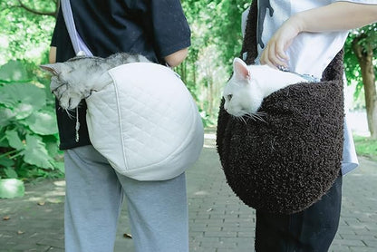 Cat Carrier Small Dog Sling Carriers Hands Free Soft Reversible Pet Travel Bag Cozy Pouch and Tote Bag for Pets, Cats, Small Dogs Puppy Backpack for Outdoor Travel(White)