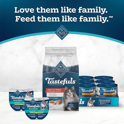 Blue Buffalo Tastefuls Adult Dry Cat Food for Weight Management & Hairball Control, Made in the USA with Natural Ingredients, Chicken Recipe, 7-lb Bag