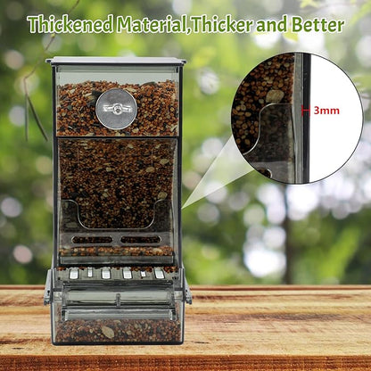 Rypet No Mess Automatic Bird Feeder for Cage,Transparent Acrylic Parrot Seed Feeders,Food Container for Cage,Parrot Feeder Cage Accessories for Small and Medium Lovebirds Parakeets Cockatiel Finch