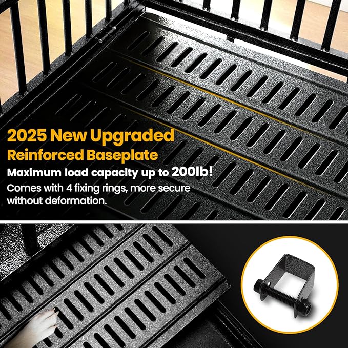 48 inch Heavy Duty Indestructible Dog Crate,2025 New Upgraded Reinforced Baseplate for Large Dogs,XL Dog Crate for High Anxiety Dogs/Max Load Capacity 220lbs/Double Door with Wheels