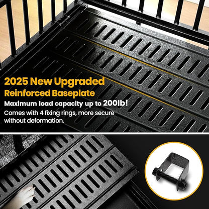 48 inch Heavy Duty Indestructible Dog Crate,2025 New Upgraded Reinforced Baseplate for Large Dogs,XL Dog Crate for High Anxiety Dogs/Max Load Capacity 220lbs/Double Door with Wheels