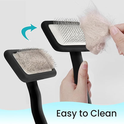 Fenice Peak Slicker Brush for Dogs Black Wooden Dog Brush Pet Comb for Poodles Goldendoodles Easy to Remove Tangles Dirt and Loose Hair Professional Dog Grooming Brush