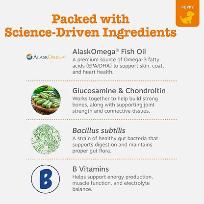 Zesty Paws Dog Multivitamin, Chewable Dog Vitamins and Supplements for Hip & Joints, Skin & Coat, Omega 3 Fish Oil for Dogs- Puppy Multivitamin - Chicken Puppy Bites- 90ct