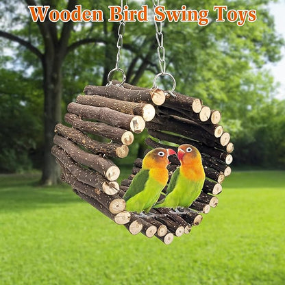 BNOSDM Wooden Bird Tunnel Parrot Swing Toys Natural Fruitwood Hanging Nest Parrot Hammock Bird Cage Accessories for Conures, Parakeets, Budgies, Finches, Cockatiels, Lovebirds (L)