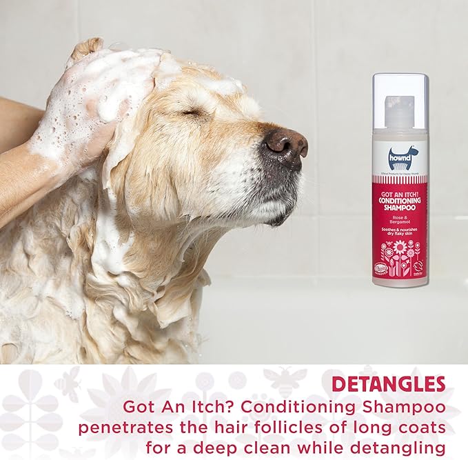 Hownd Got an Itch Soothing & Nourishing 2-in-1 Dog Shampoo and Conditioner for Dry, Flaky, Itchy Skin - Natural Hydrating Vegan Formula for Puppies & Dogs with Sensitive Skin, Rose & Bergamot