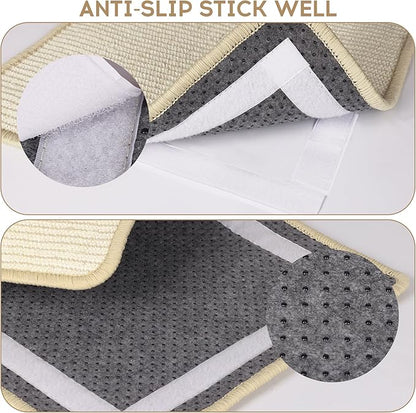 White Cat Scratching Mat Sisal, 2 Packs Sisal Fabric Large Cat Scratching Pad for Indoor Cats with Adhesive Hook Loop Tape, Wall Scratchers for Indoor Cats 23.6" x 15.7"