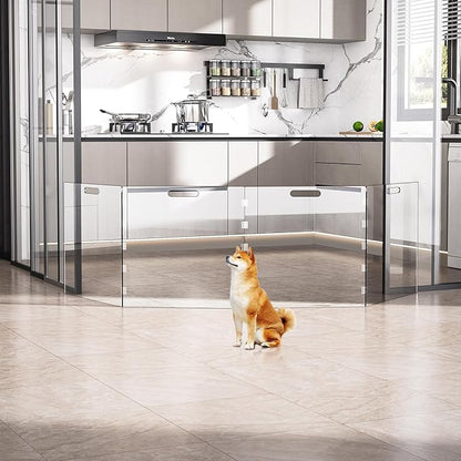 Acylic Pet Playpen Gate for The House Doorways, Clear Acrylic Pet Gate for Dogs, Freestanding, Clear (Medium, Panel, 4)