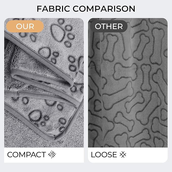 Luciphia 1 Pack 6 Dog Blankets Cat Soft Fluffy Fleece Pet Blanket Warm Cute Print Design Puppy Kitten Doggy Paw Grey Medium(30"x20")