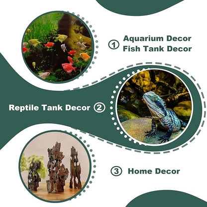 Natural Wood Driftwood for Aquarium Fish Tank Decor,Assorted Natural Tree Hole Wood for Reptile Decor (SHP-XM Driftwood (SHP-XM Driftwood L(12 to15 Inch)-Pack of 1)