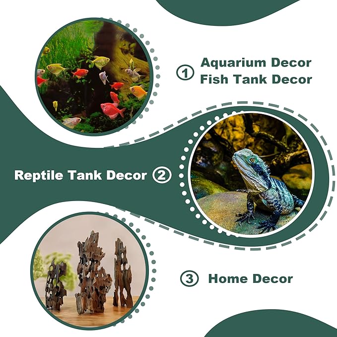 Natural Wood Driftwood for Aquarium Fish Tank Decor,Assorted Driftwood Trunk Branch for Reptile Tank Decor (SHP-XM Driftwood S(6 to10 Inch)-Pack of 2)