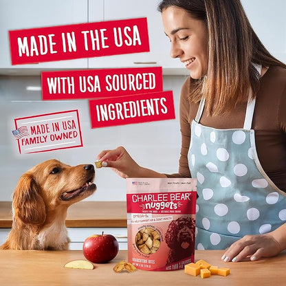 Charlee Bear Nuggets to Support Hip & Joint Health, Bearcuterie Bites with Omega 3s, Crunchy Outside and Creamy Inside, Real Apples, Cheese, & Honey, 6oz Bags (2), Made USA