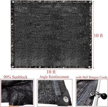Dog Kennel Shade Cover 90% Sunblock Shading Cloth Net Mesh Tarp 10x10 ft for Outdoor Large Pet Crate with 12 Ball Bungee Cords