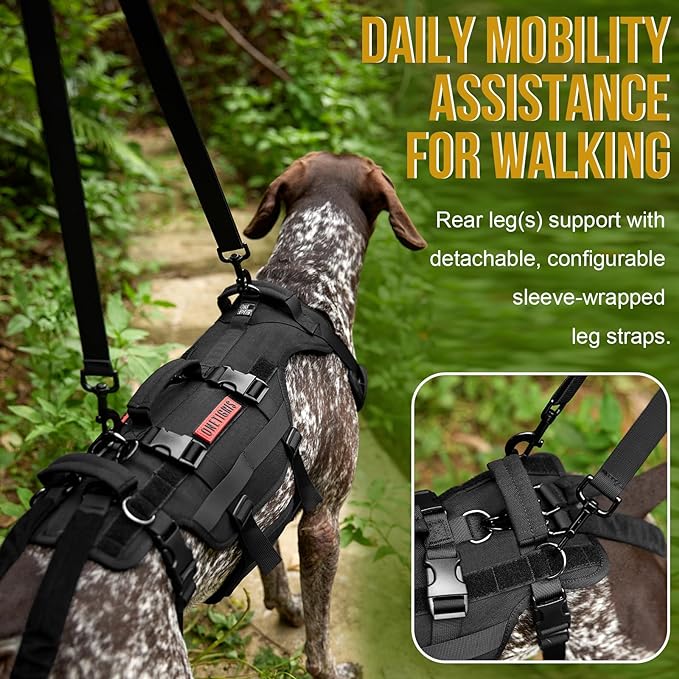 OneTigris Dog Lift Harness for Large Dogs, Dog Hip Support Brace, Full Body Dog Lifter with Handles Invictus Multifunctional Mobility Assistance Vest for Back Legs (Black, X-Large)