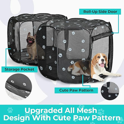 2-in-1 Cat Playpen, 90''Pop Up Dog Pet Playpen for Indoor Outdoor Cats Enclosure, Portable Pet Playpen, Kitten Puppy Foldable Play Pen Cat Dog Tent Crate Cage Kennel(No Divider, Unified Space)