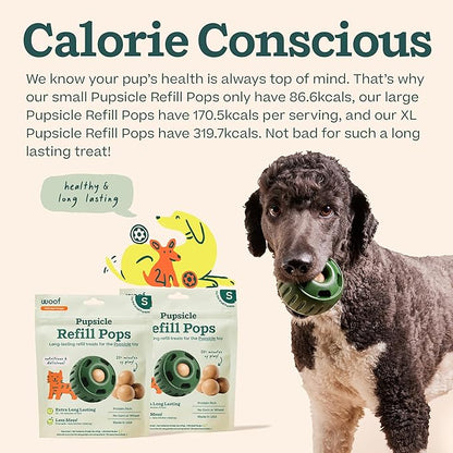 WOOF Pupsicle Refill Pops - Low-Mess Dog Snacks - with Peanut Butter and Beef - Dog Treats - Long Lasting - Small Pops - 10 Count - 2 Pack