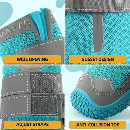 Dog Shoes for Large Dogs, Medium Dog Boots & Paw Protectors for Hardwood Floors, Outdoor Dog Booties for Hot Pavement Winter Snow Hiking, Breathable Dog Shoes with Reflective Strips Size 5