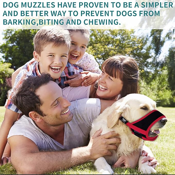 Dog Muzzle for Small Medium Large Dogs, Dog Muzzles for Biting Barking and Chewing Puppy Muzzle Nylon Soft Mesh Breathable Adjustable Loop Muzzle Anti-Dropping (XL, Red)