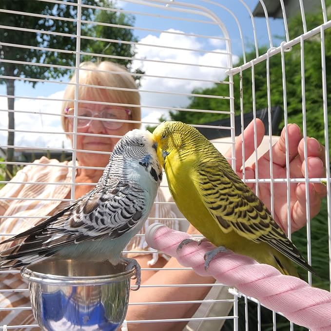 2-Pack Rope Perches for Bird Cages, 23.6 in Length Comfort Grip Flexible Rope Perch Beak & Paw Grinding for Parrots/Cockatiels/Parakeets, Bird Platform Sand [Pink]