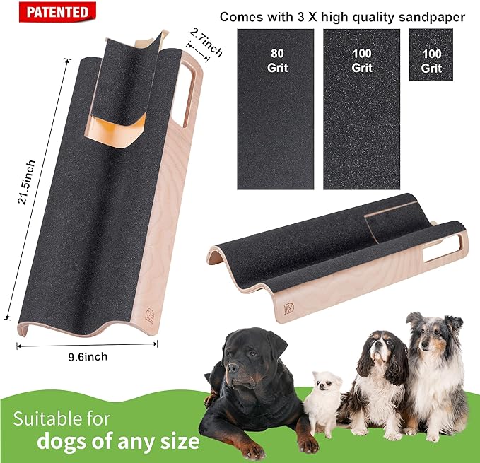 M-Shaped Dog Scratch Pad for Nails with Treat Box, Dog Nail Scratch Board for Large Dogs, Dog Nail File Toy and Shorten Dog_ Side Nail Easier (with Treat Box, XL)