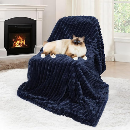 Waterproof Dog Blanket, Soft Fleece Blanket for Couch Protector, Reversible Pet Blankets Furniture Protector Cover for Small Medium Large Dogs Cats (Navy, 25"x35")