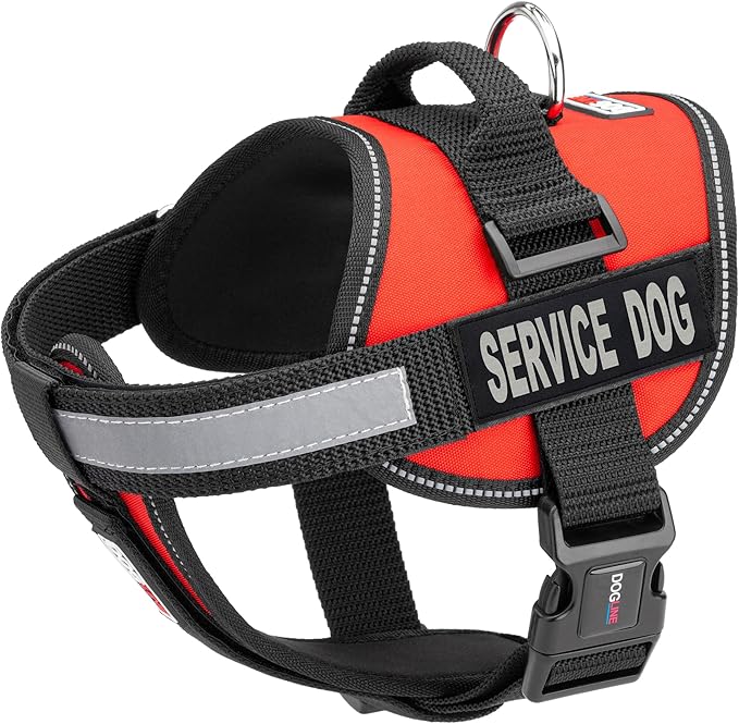 Dogline Unimax Service Dog Vest and Free Service Dog ID Badge with ADA Law, Medium, Red