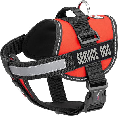 Dogline Unimax Service Dog Vest and Free Service Dog ID Badge with ADA Law, Medium, Red