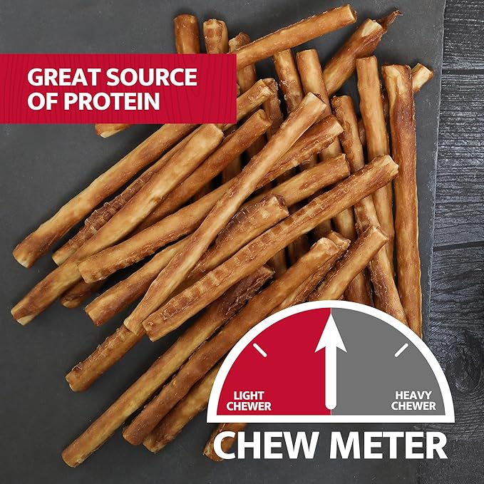 Real Beef Collagen Sticks for Dogs, Dog Chews Long Lasting, Rawhide Free - 15 Pack High Protein Chew Dog Treats for Small, Medium, and Large Dogs