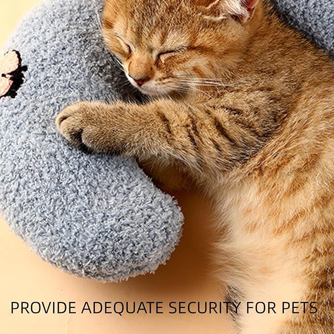 Pillow for Cats, Dog Calming Pillow for Small Dogs Ultra Soft Fluffy Pet Calming Toy Half Donut Cuddler Cozy Cat Bed Pillow U-Shaped Pillow for Pet Sleeping Improve Joint Relief, Blue