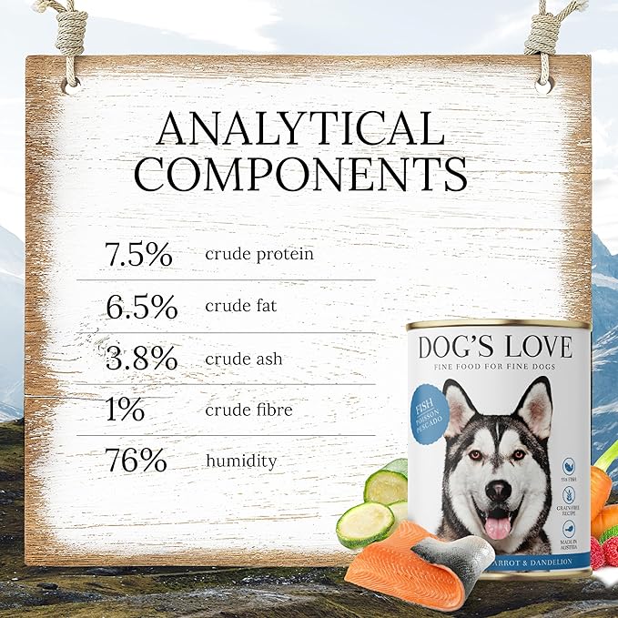 DOG'S LOVE Single Protein, Limited Ingredients, Ethically Sourced, Grain Free Wet Dog Food - Canned Soft Dog Food - Premium Can Dog Food | 6 cans-(14.1 Oz, Fish)