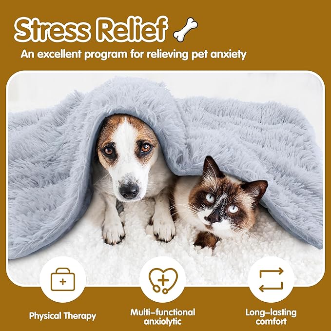 BALAPET Fluffy Weighted Blanket for Dogs, 7 Layers Soft Faux Fur Blanket for Pets Separation Anxiety,Relaxation and Calming,Perfect for Thunderstorm Firework Car Travel and Camping,Machine Washable(S)