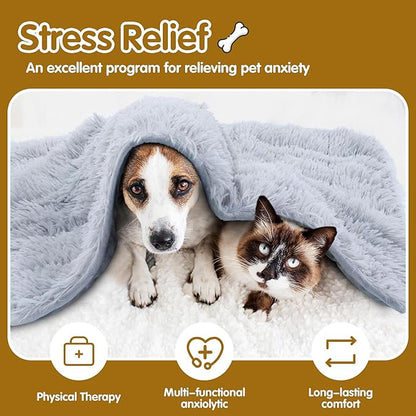 BALAPET Fluffy Weighted Blanket for Dogs, 7 Layers Soft Faux Fur Blanket for Pets Separation Anxiety,Relaxation and Calming,Perfect for Thunderstorm Firework Car Travel and Camping,Machine Washable(S)