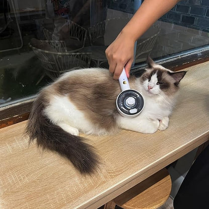 Donut 2-Gear Pet Steam Slicker Brush With UV, 4-in-1 Detangler Spray Dematting Brush For Shedding, Hair Remover With Release Button. For Indoor Long Or Short Hair Dogs, Cats, Rabbits. (White)