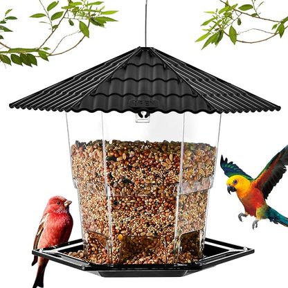 Bird Feeders for Outdoors Hanging Birds Feeder Wild Birds Seed, Black 2 Pack B