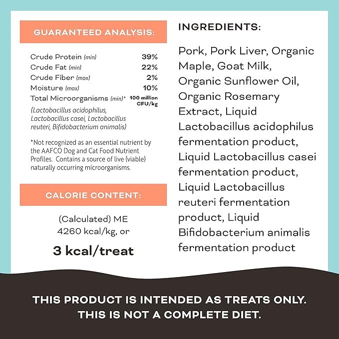 Primal Freeze Dried Dog Treats; Pork & Maple Dog Treats with Goat Milk for Dogs, You Maple My Day, Grain Free Training Treats for Dogs with Probiotics, 2 oz (Pack of 2)