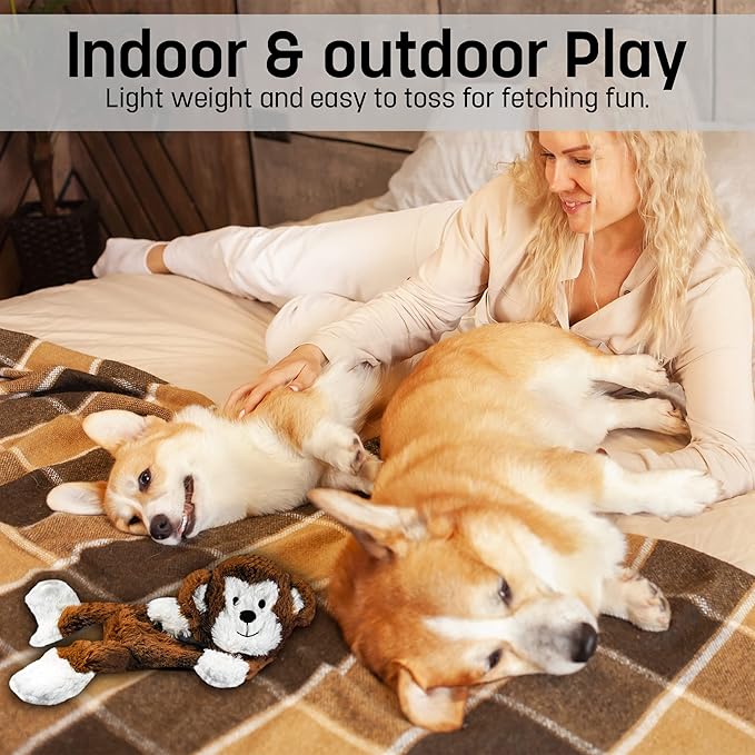 FGA MARKETPLACE Monkey-Grey Rabbit Flat NO Stuffing NO Squeak Plush Dog Toy, Funny Style Will Entertain Your Dog for Hours, Recommended for Small and Medium Dog 21 INCH Long