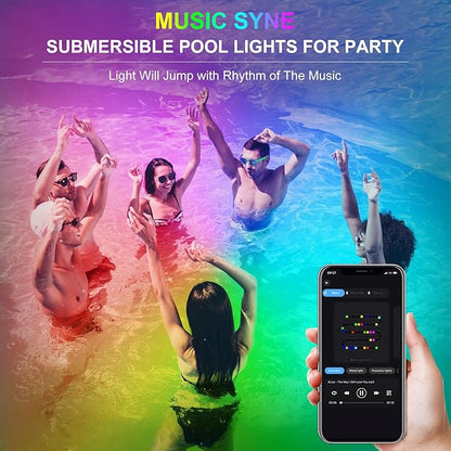 RGB Underwater Pond Lights, Super Bright LED Submersible Fountain Lights Colored Landscape Spotlights, Bluetooth APP Control IP68 Waterproof for Fish Aquarium Tank Garden Yard Pool (Set of 2)