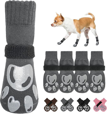 BEAUTYZOO Dog Socks, Non Slip Dog Socks to Prevent Licking Paws -Dog Shoes for Hot/Cold Pavement, Dog Boots & Paw Protectors, Dog Booties for Hardwood Floors, Small Medium Large Senior Dogs
