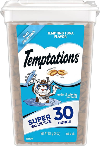 Temptations Classic Crunchy and Soft Cat Treats Tempting Tuna Flavor, 30 oz. Tub