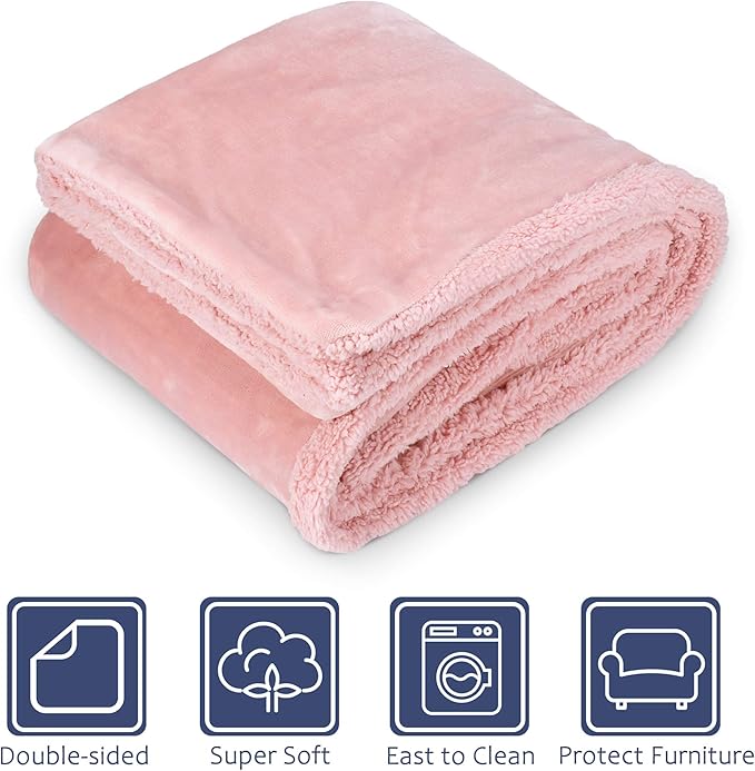 Pink Large Dog Blanket, Super Soft Fluffy Sherpa Fleece Dog Couch Blankets and Throws for Large Medium Small Dogs Puppy Doggy Pet Cats, 50x60 inches