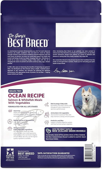 Best Breed Dr. Gary's Grain Free Ocean Recipe Slow-Cooked in USA, Natural Dry Dog Food for All Breeds and Sizes, 4lbs.