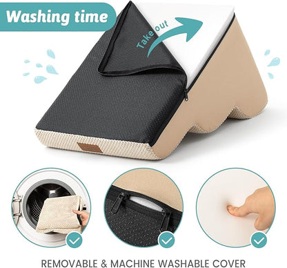 Dog Stairs for Small Dogs 19.7" H, Pet Step with Leakproof Cover, High Density Foam Cat Ramp for Bed, Couch or Sofa, Lightweight, Durable, Comfort, 15.7x28.3x19.7 inch, 4 Tiers, Beige