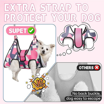 Supet Dog Grooming Hammock Harness for Large Dogs, Relaxation Dog Sling for Nail Trimming with Thick Fabric Back Support, Helper Dog Hammock for Nail Trimming Clipping