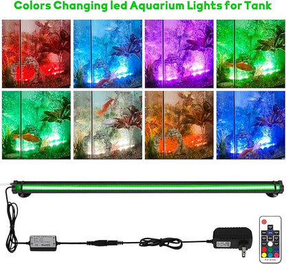 Bubbler Aquarium Fish Tank Decor: Submersible Aquarium Lighting with Oxygen Boost for Fish Lovers - Waterproof RGB Light Bar Bubble Wall with Remote for 30-35 Inch Saltwater Freshwater Fishes Tanks