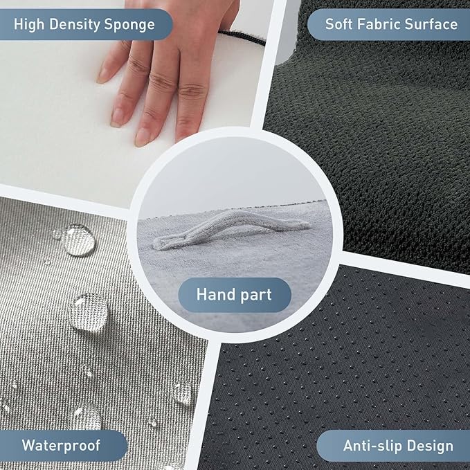 BOMOVA Dog Stairs for Small Dogs, 2-Step Dog Steps for Bed and Couch, High Density Foam Pet Stairs for Small Dogs and Cats, Non-Slip Bottom Dog Ramp, Grey, 2/3/4/5 Steps