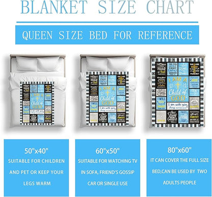 Christian Gifts for Men, Baptism Gifts for Boys, Christian Blanket for Men Faith, Bible Verse Inspirational Religious Catholic Spiritual Gift for Man, Dad, Son, Soft Flannel Throw Blanket 60"x50"